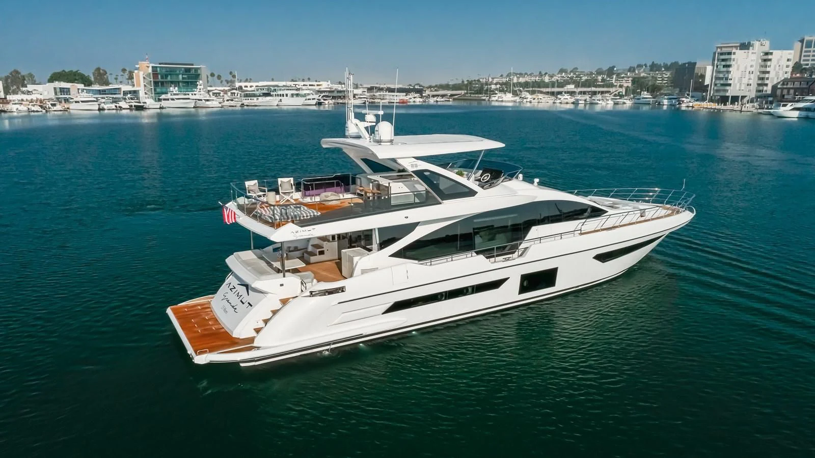 a boat on the water aboard AZIMUT 25 METRI GRANDE Yacht for Sale
