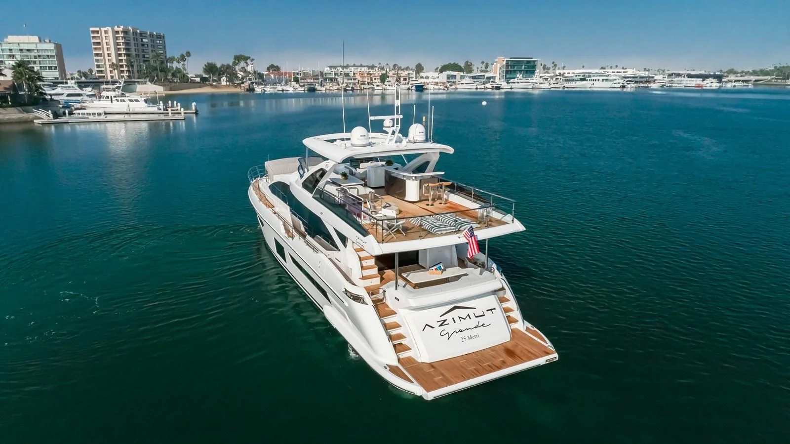 a boat on the water aboard AZIMUT 25 METRI GRANDE Yacht for Sale
