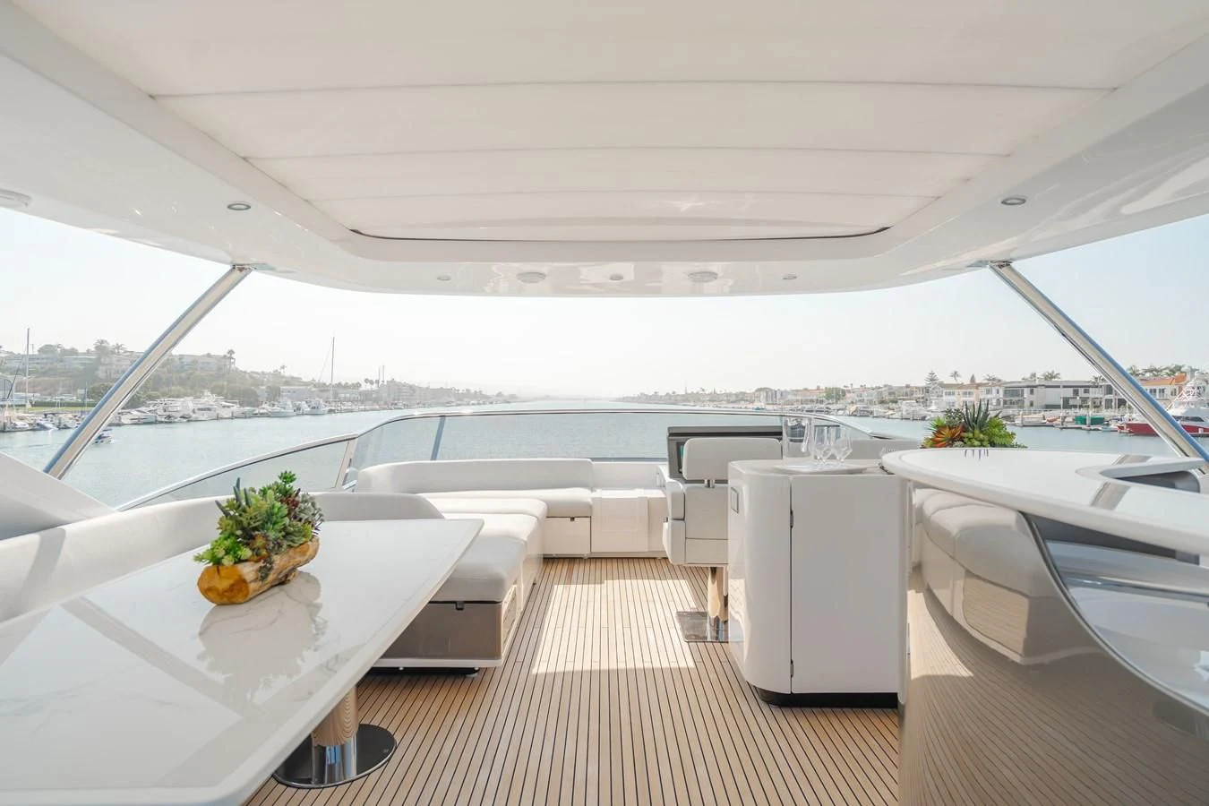 a boat with a bowl of fruit on it aboard AZIMUT 25 METRI GRANDE Yacht for Sale