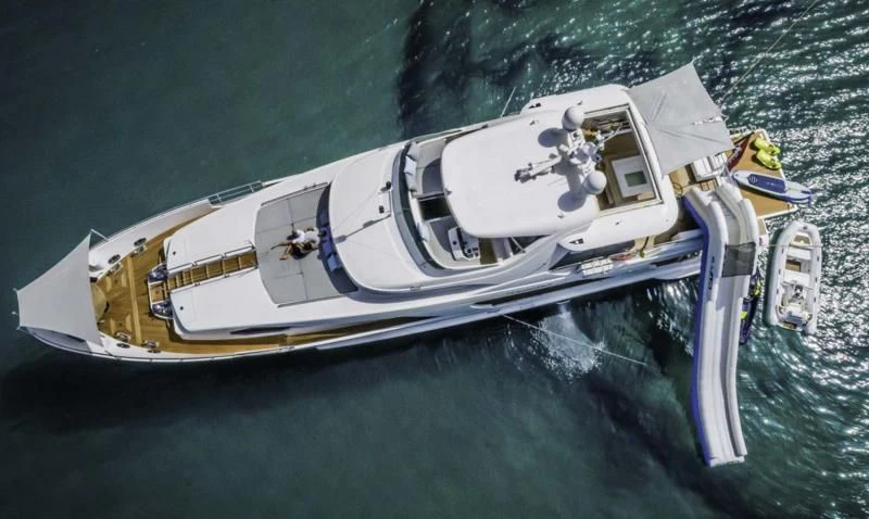 a high angle view of a ship aboard OCEAN DRIVE Yacht for Charter