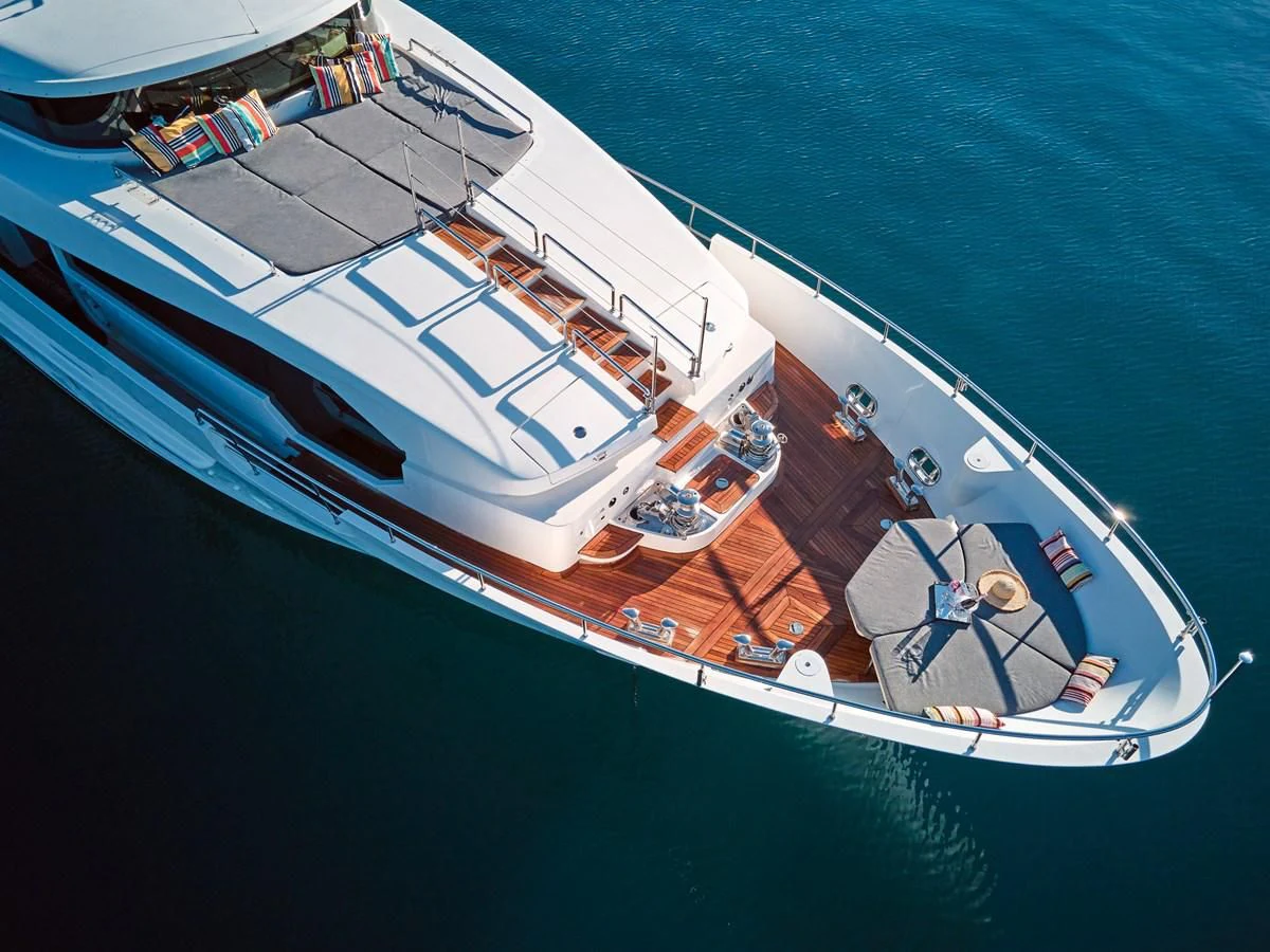 a high angle view of a boat aboard OCEAN DRIVE Yacht for Charter