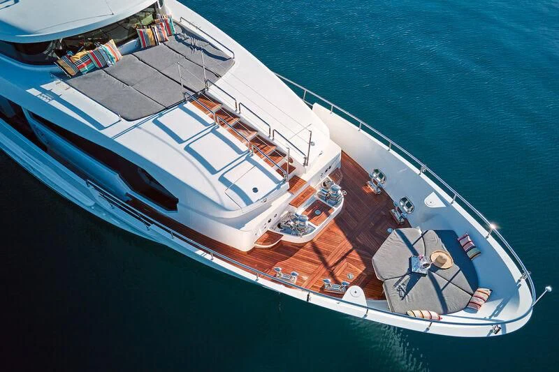 a high angle view of a boat aboard OCEAN DRIVE Yacht for Charter