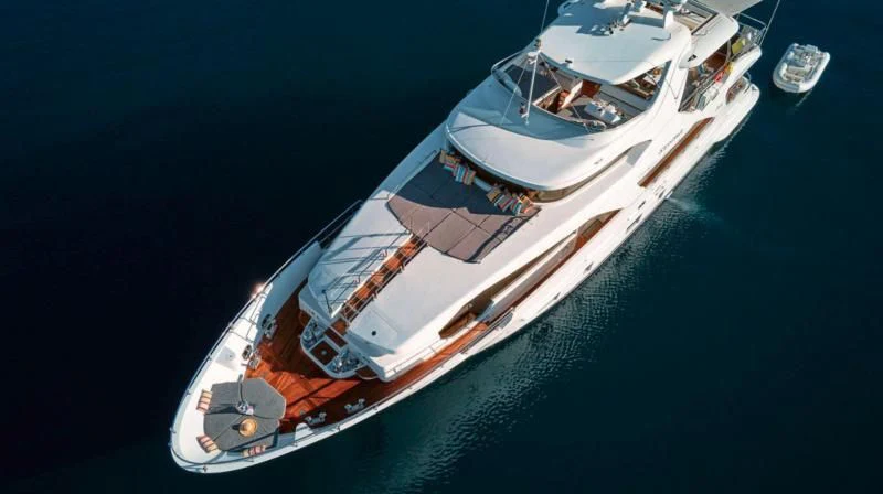 a high angle view of a ship aboard OCEAN DRIVE Yacht for Charter
