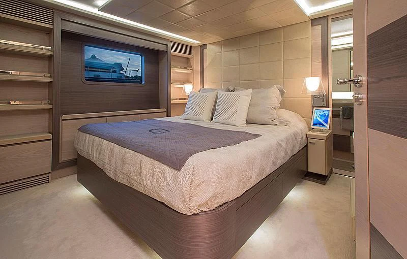 a bed in a room aboard OCEAN DRIVE Yacht for Charter