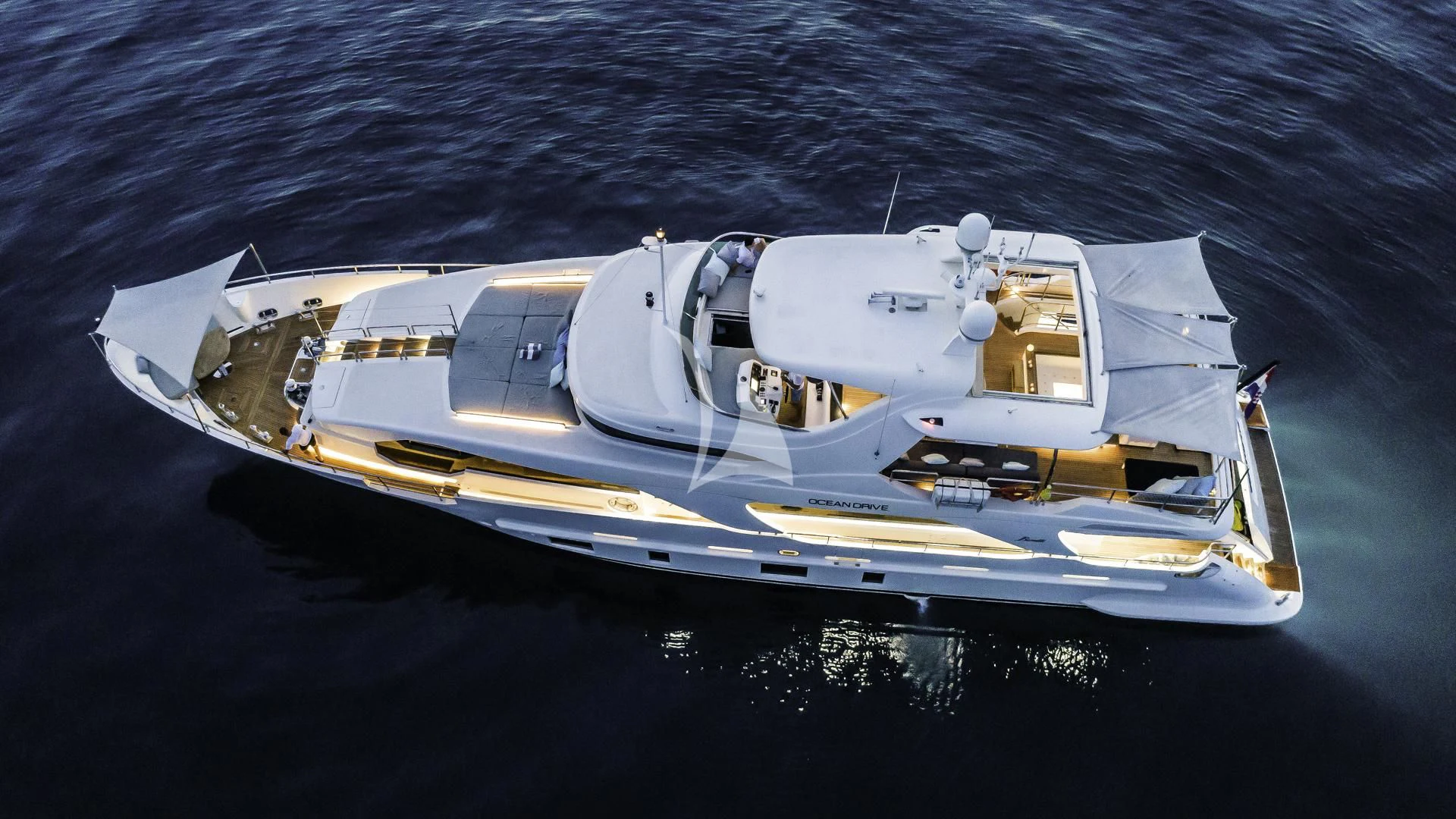a space ship in the water aboard OCEAN DRIVE Yacht for Charter