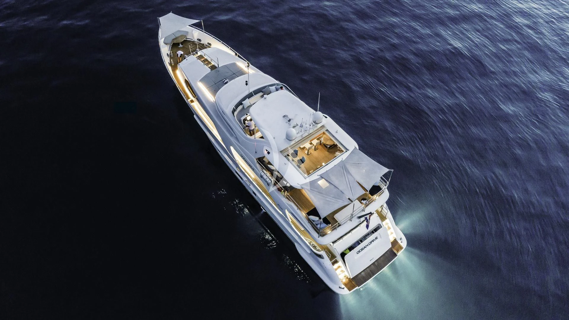 a space ship in the water aboard OCEAN DRIVE Yacht for Charter