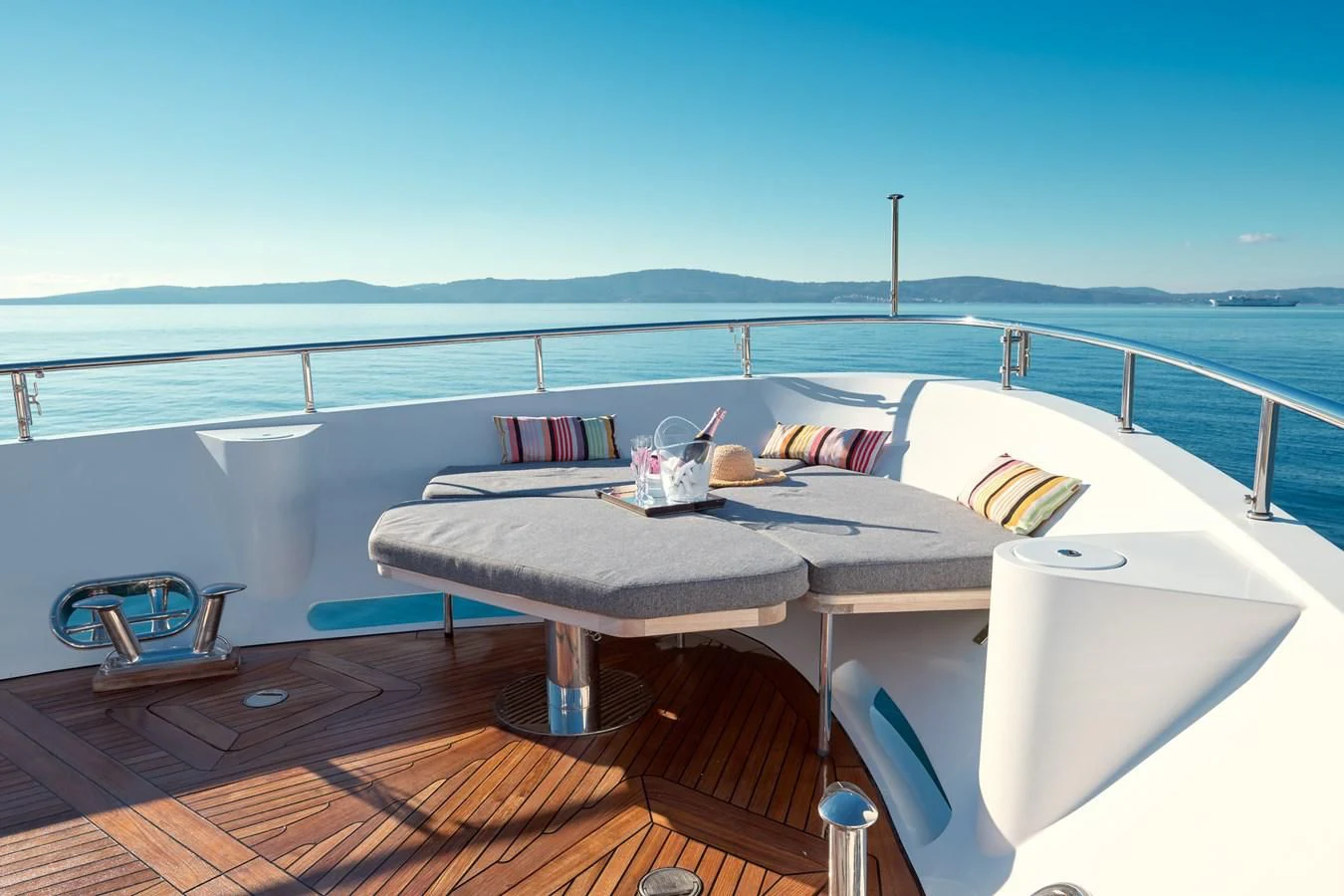 a bed on a deck aboard OCEAN DRIVE Yacht for Charter