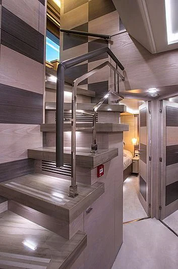 a set of stairs in a building aboard OCEAN DRIVE Yacht for Charter