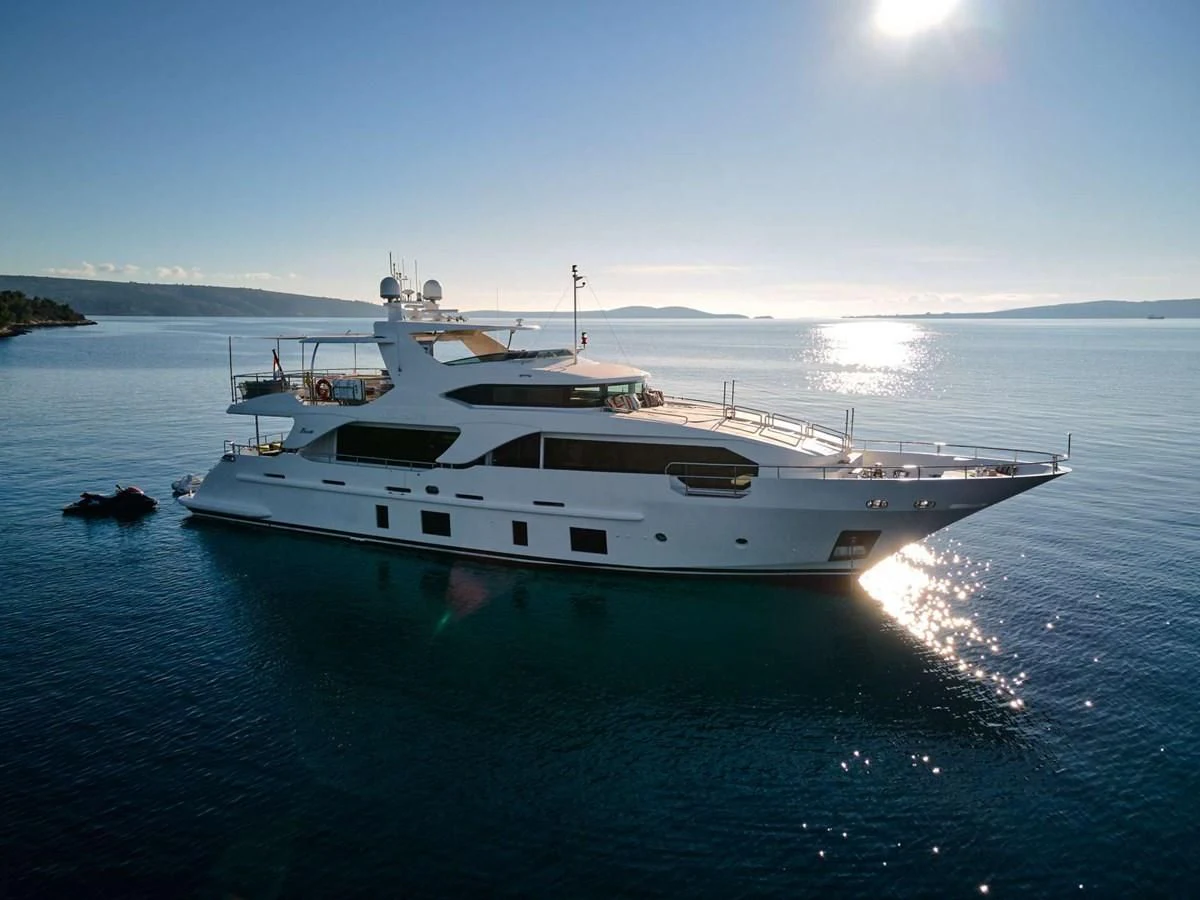 a white yacht on the water aboard OCEAN DRIVE Yacht for Charter