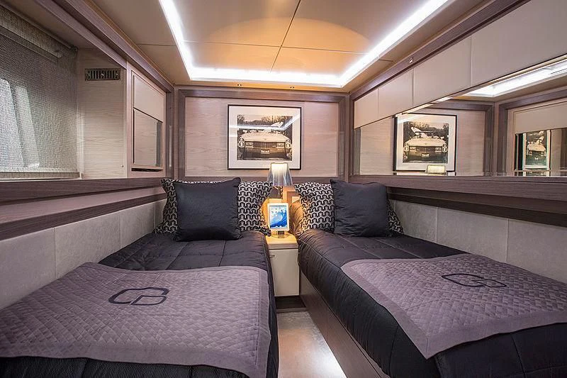 a couple of beds in a room aboard OCEAN DRIVE Yacht for Charter