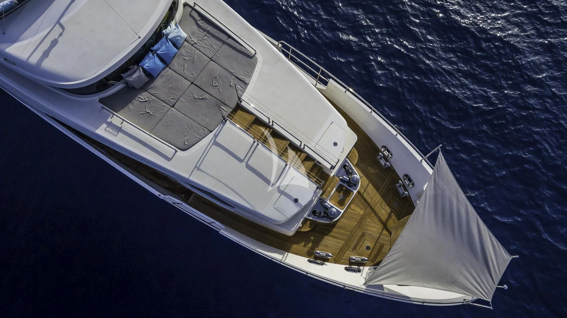 a high angle view of a ship aboard OCEAN DRIVE Yacht for Charter