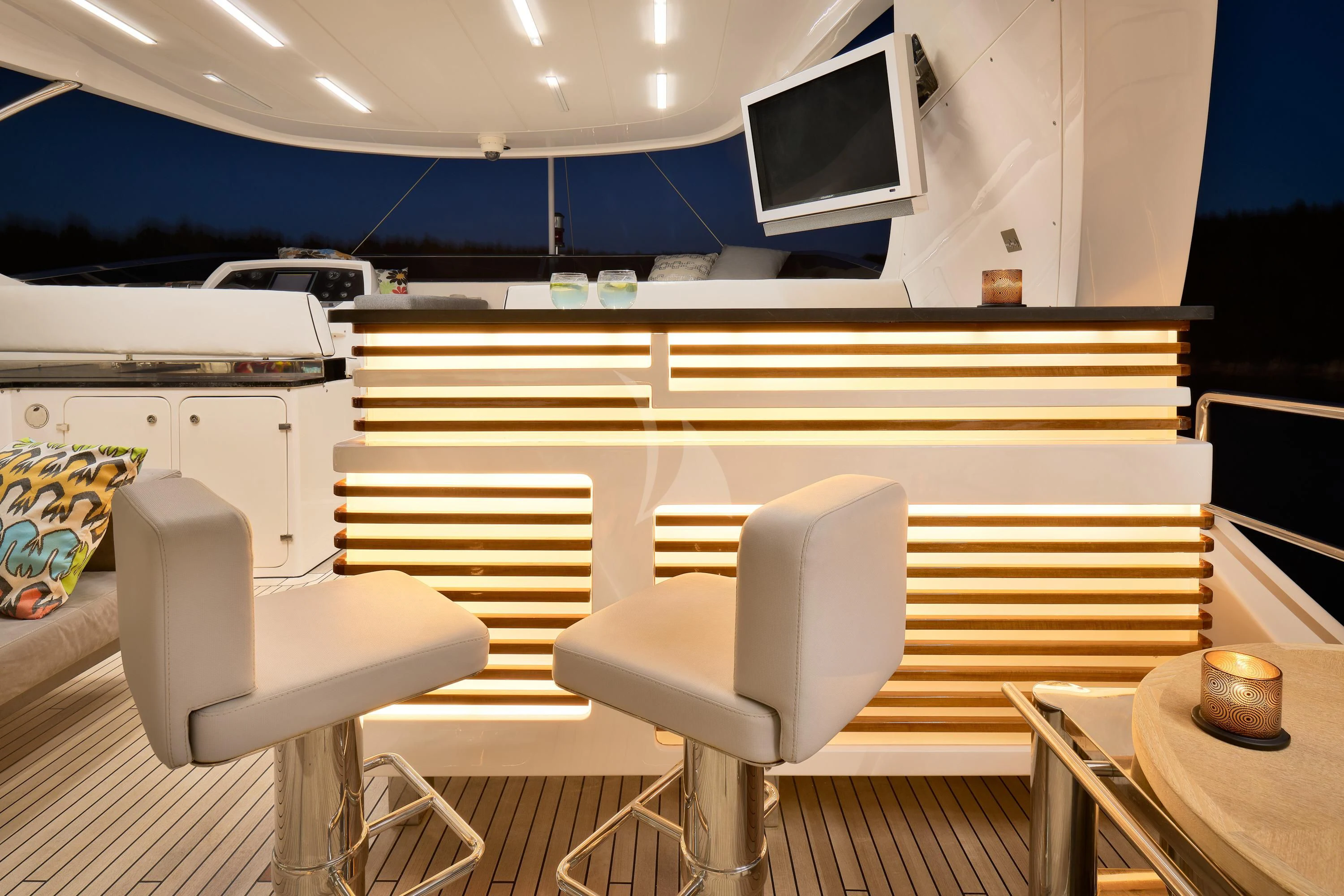 a room with a desk and a chair aboard OCEAN DRIVE Yacht for Charter