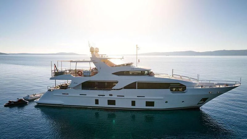 a large white yacht in the water aboard OCEAN DRIVE Yacht for Charter
