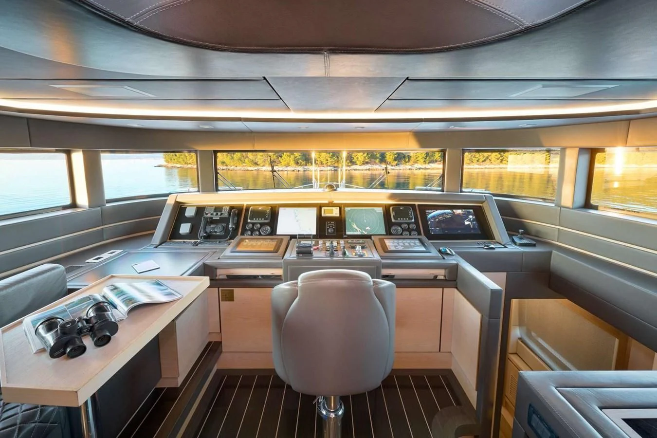 a control room with a desk and computer aboard OCEAN DRIVE Yacht for Charter
