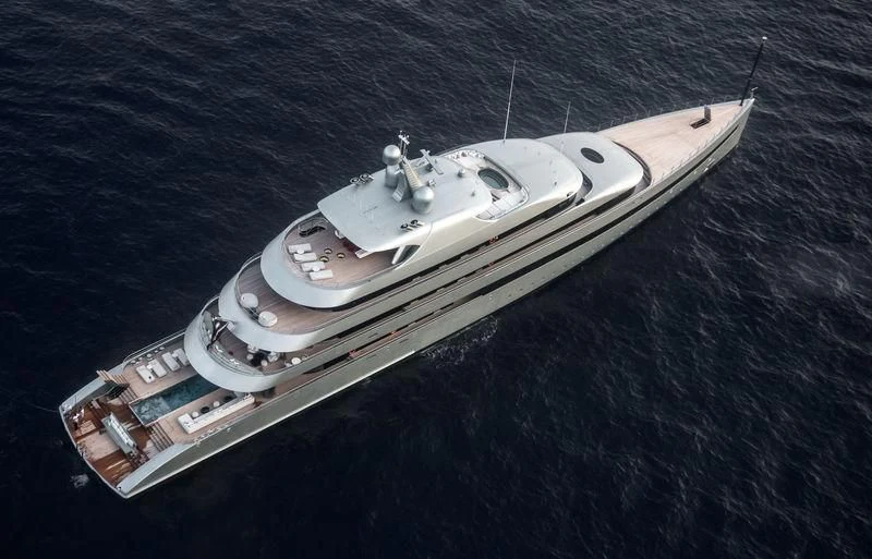 a high angle view of a boat aboard SAVANNAH Yacht for Sale