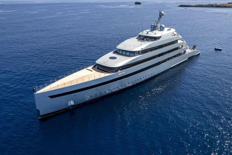 a large white ship in the water aboard SAVANNAH Yacht for Sale