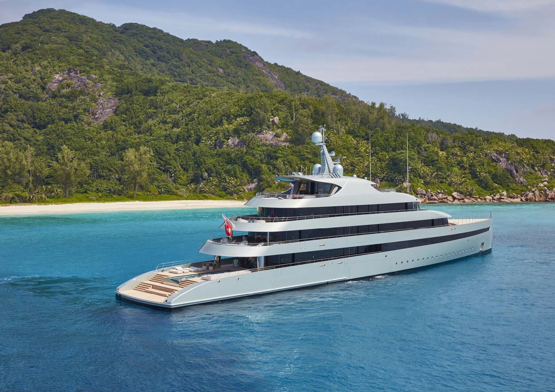 a white yacht in the water aboard SAVANNAH Yacht for Sale