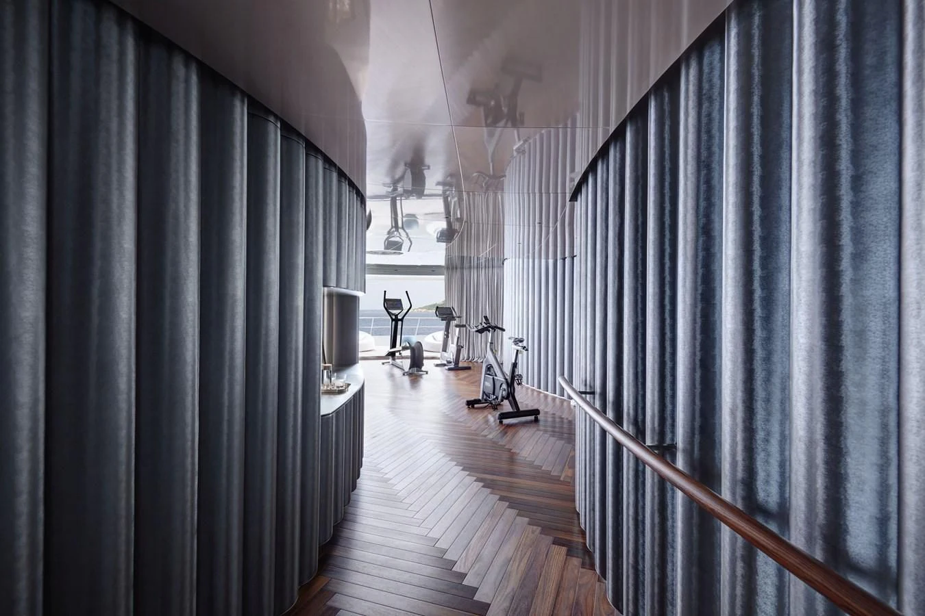 a black curtain and a black curtain aboard SAVANNAH Yacht for Sale