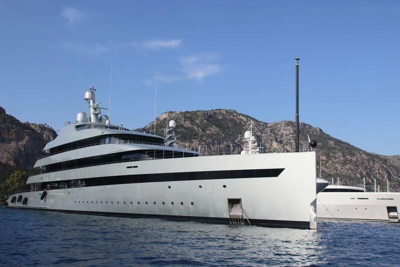 a large white yacht in the water aboard SAVANNAH Yacht for Sale
