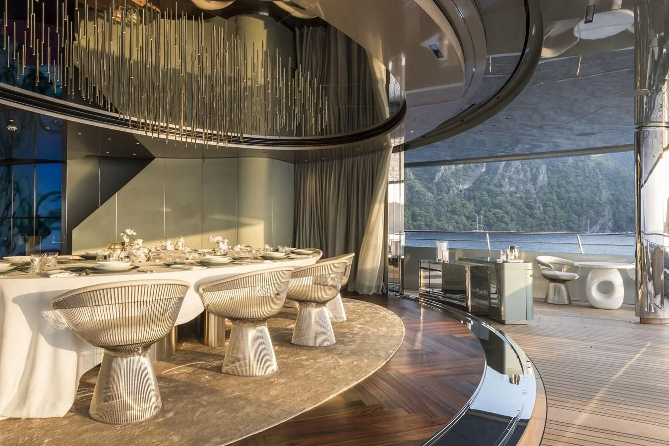a large bathroom with a large mirror aboard SAVANNAH Yacht for Sale