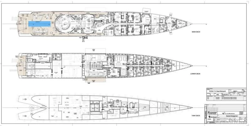 diagram, engineering drawing aboard SAVANNAH Yacht for Sale