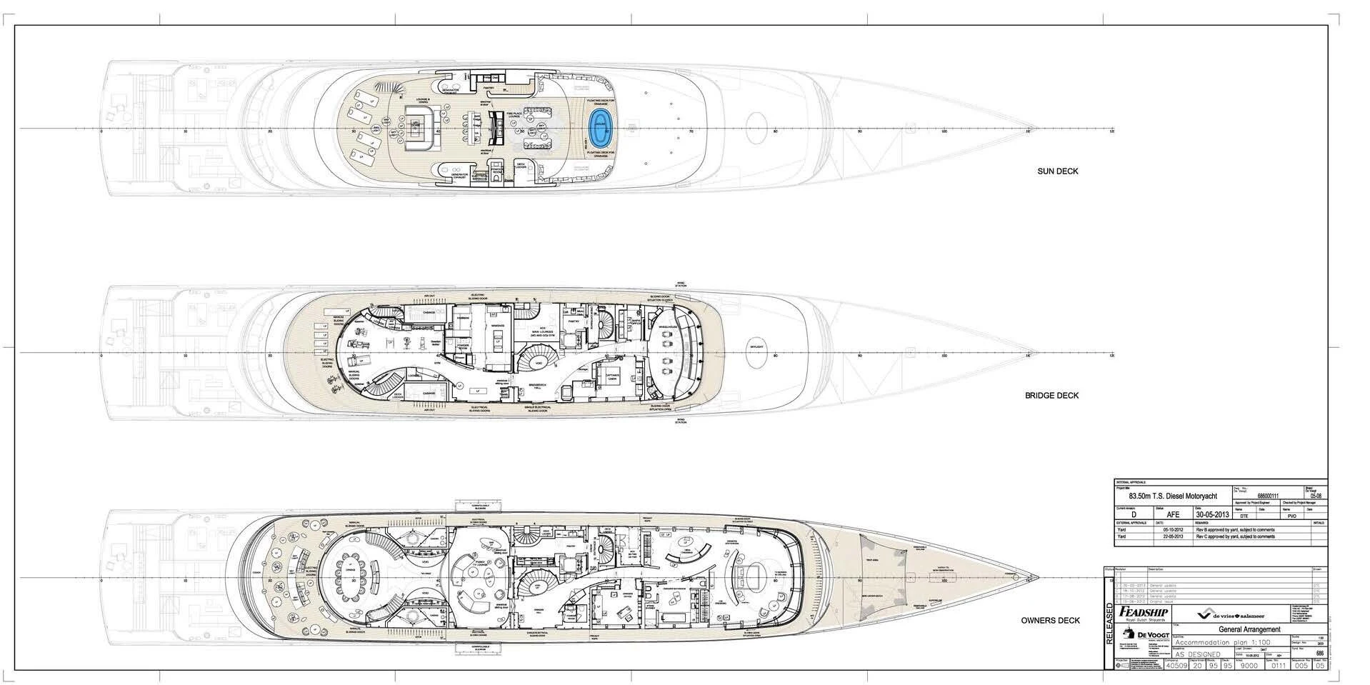 diagram, engineering drawing aboard SAVANNAH Yacht for Sale