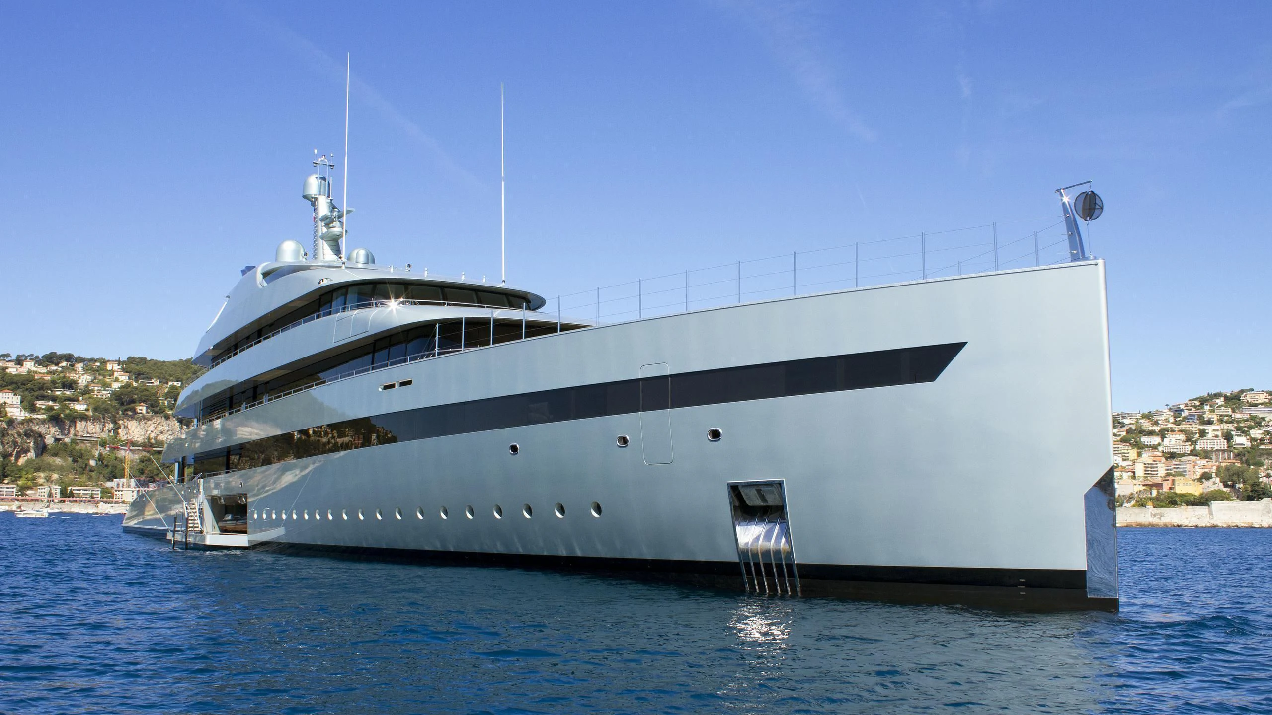 a large white ship aboard SAVANNAH Yacht for Sale
