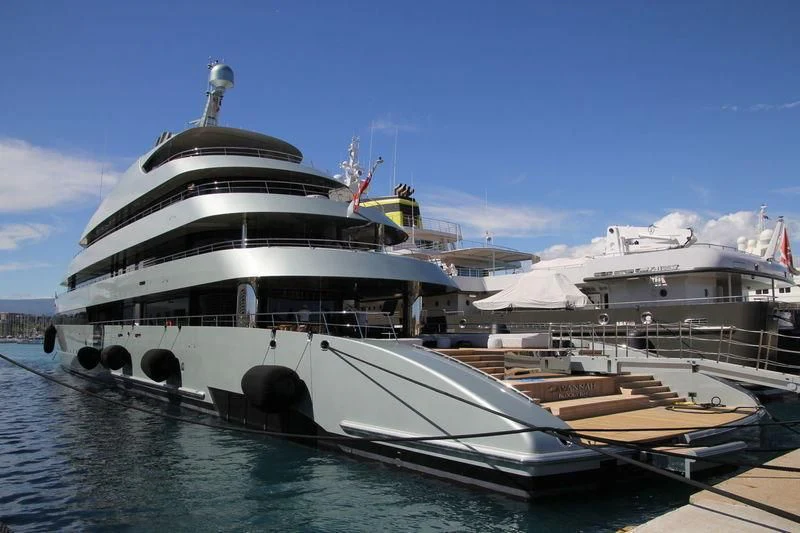 a large white boat aboard SAVANNAH Yacht for Sale