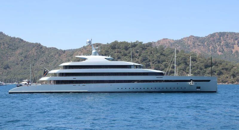 a white yacht on the water aboard SAVANNAH Yacht for Sale