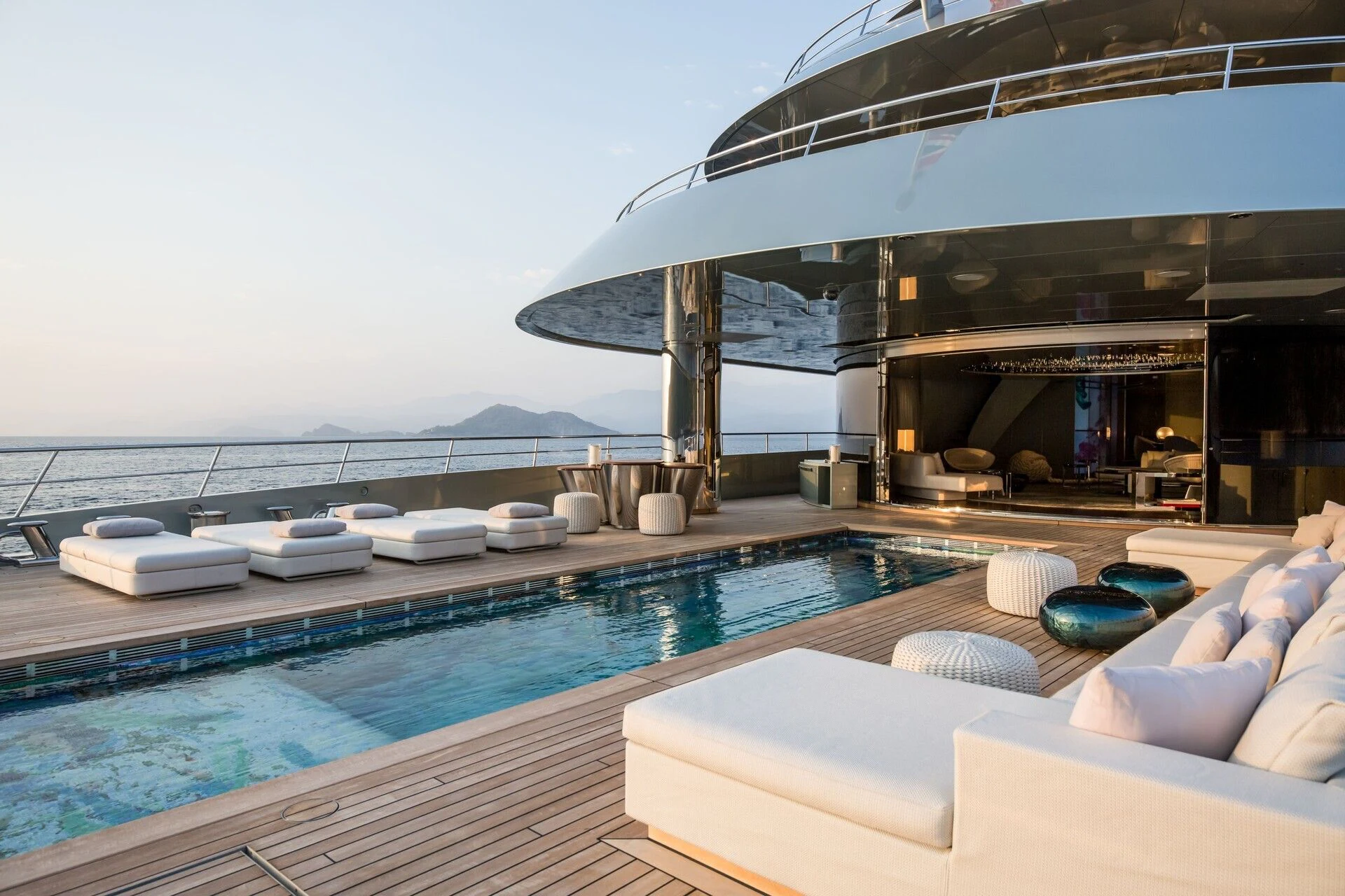 a large swimming pool aboard SAVANNAH Yacht for Sale