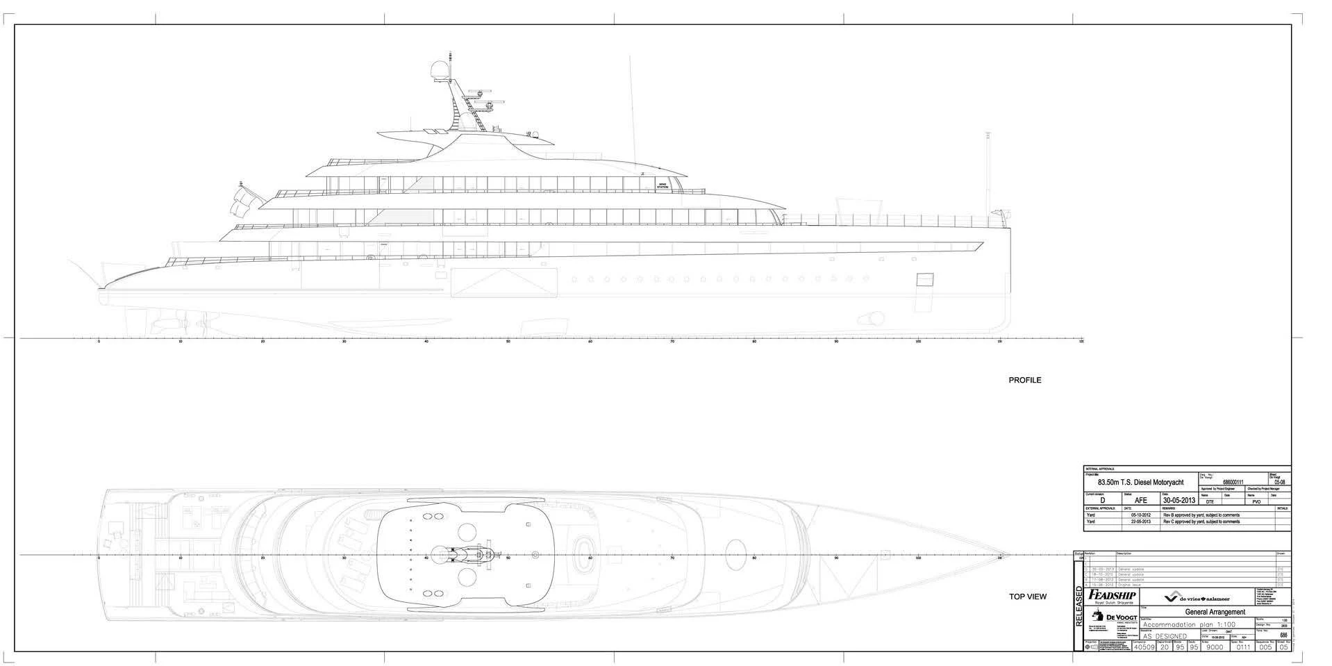 diagram, engineering drawing aboard SAVANNAH Yacht for Sale