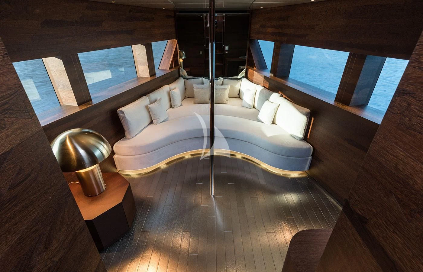 a room with a bed and a window aboard SAVANNAH Yacht for Sale
