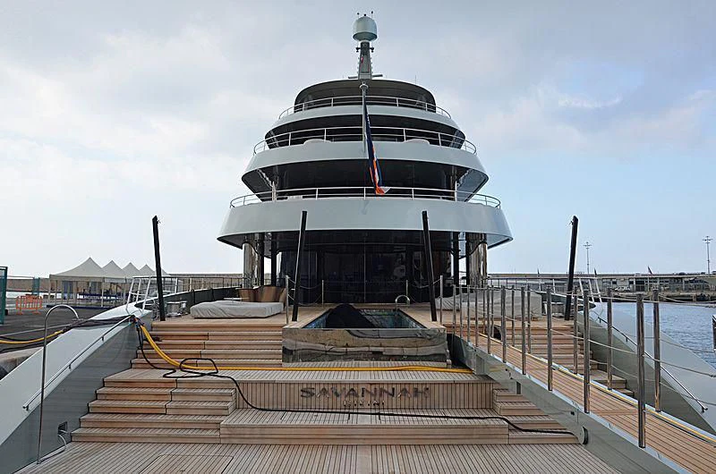 a large cruise ship docked aboard SAVANNAH Yacht for Sale