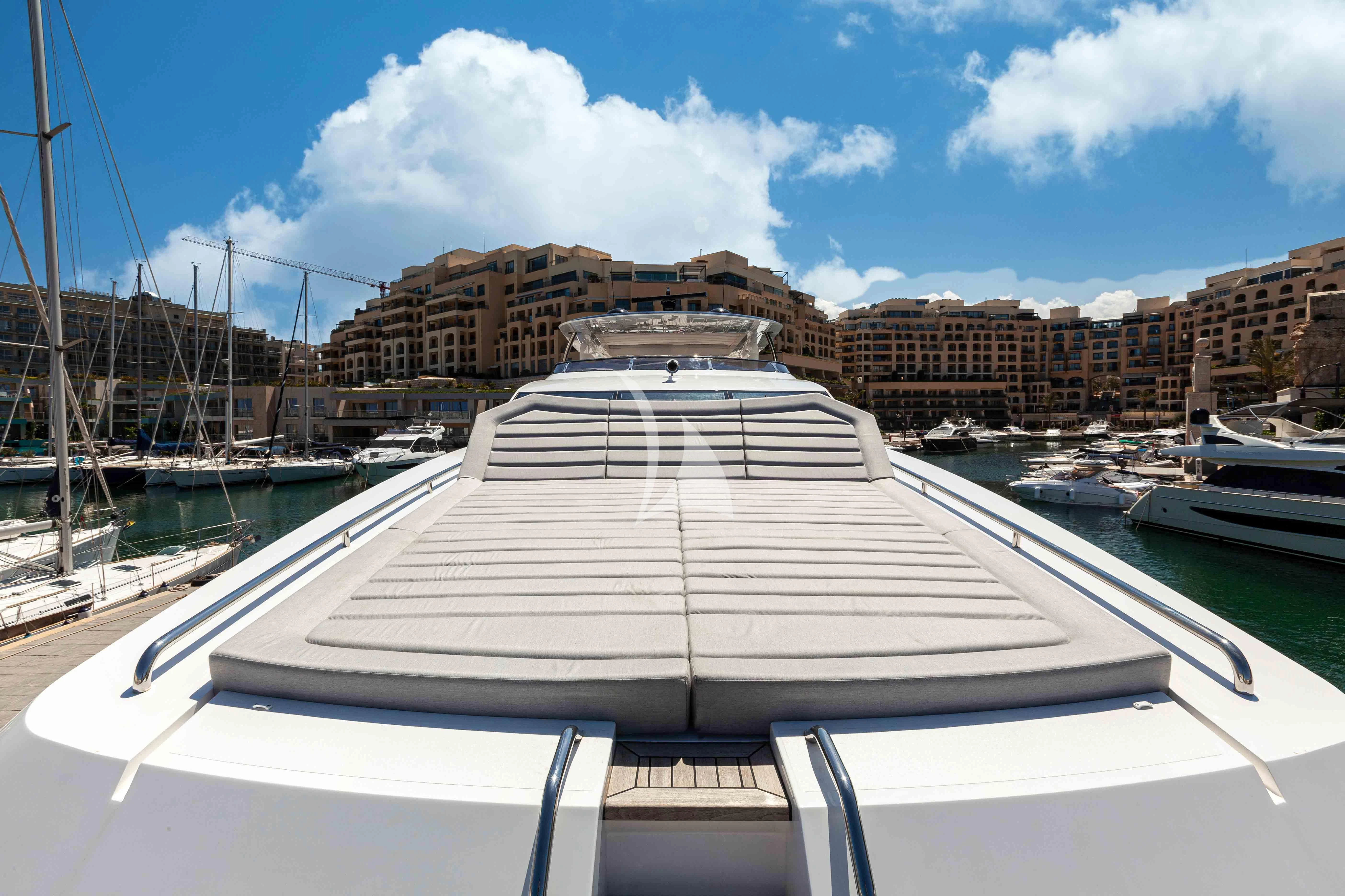 a large white boat in a harbor aboard NEW EDGE Yacht for Sale