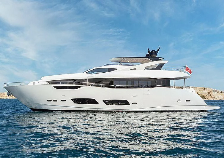 a white yacht on the water aboard NEW EDGE Yacht for Sale