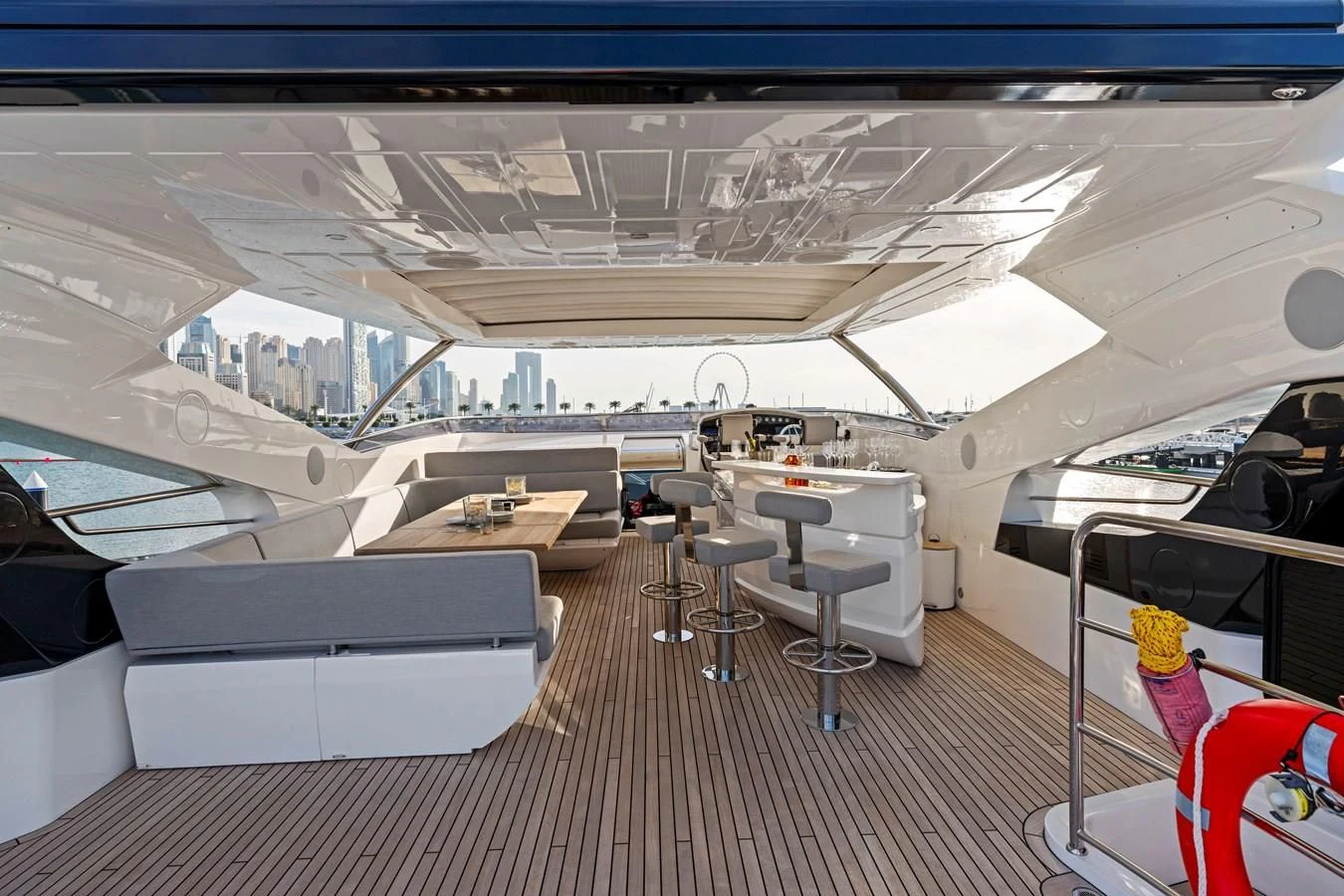 inside of a building with tables and chairs aboard NEW EDGE Yacht for Sale