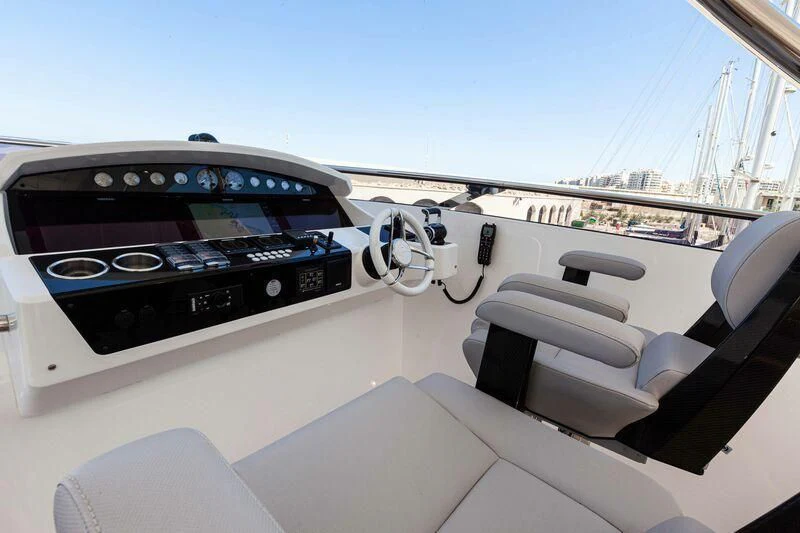 inside of a car aboard NEW EDGE Yacht for Sale