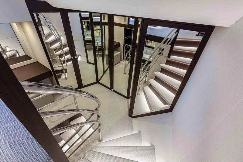 a set of stairs leading up to a building aboard NEW EDGE Yacht for Sale