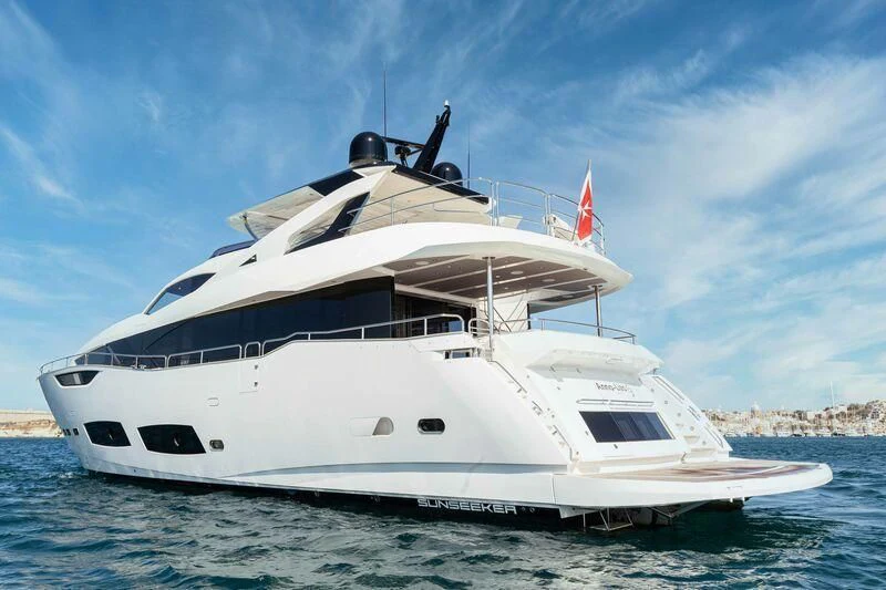 a white yacht on the water aboard NEW EDGE Yacht for Sale
