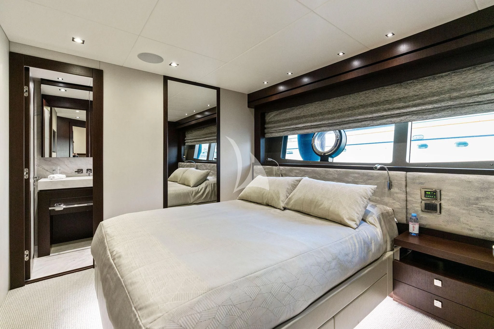 a bed in a room aboard NEW EDGE Yacht for Sale