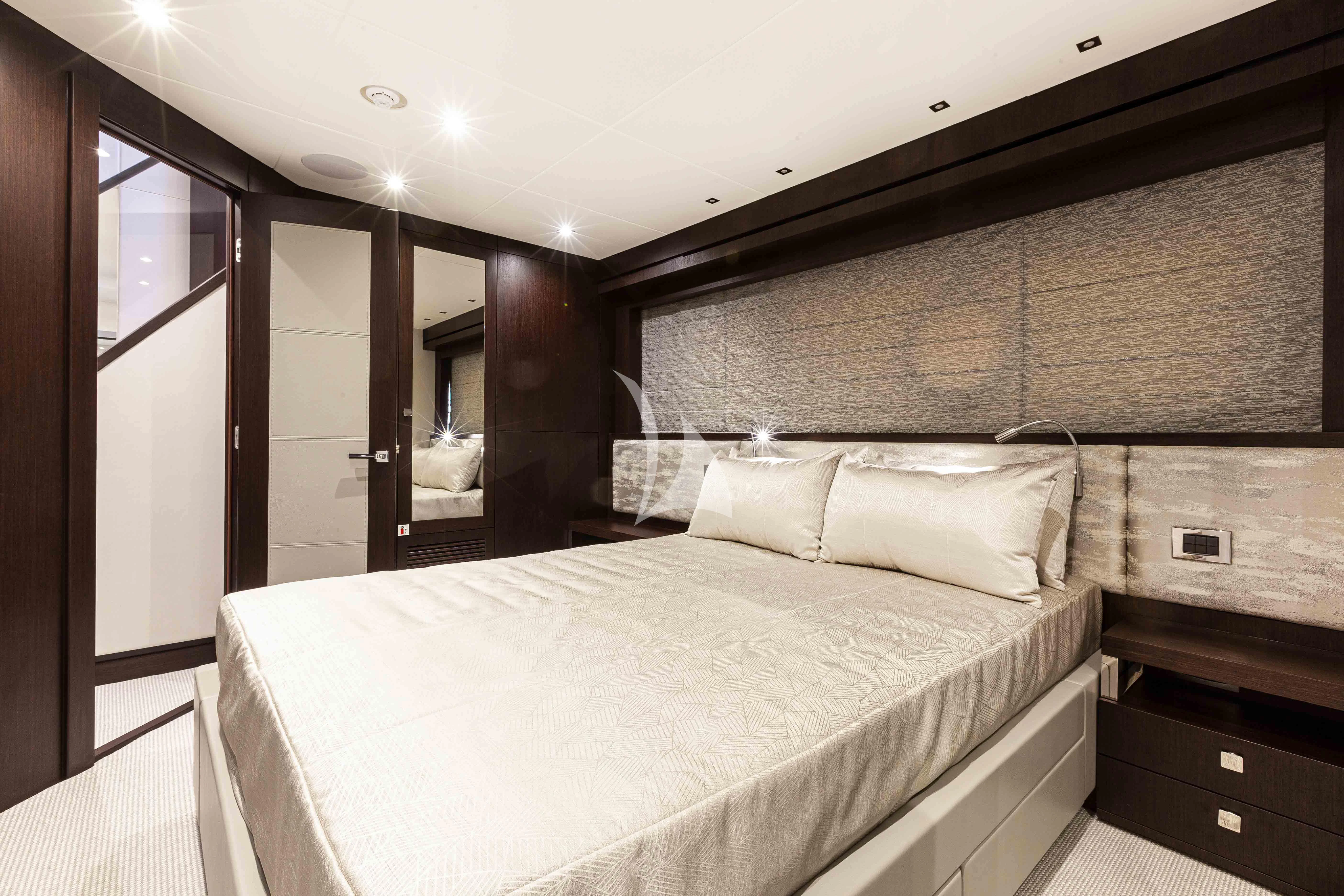 a bed in a room aboard NEW EDGE Yacht for Sale