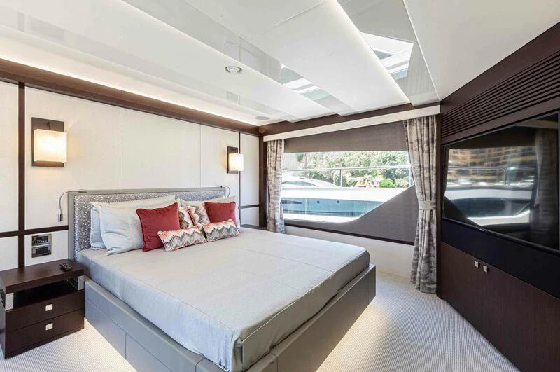 a bed in a room aboard NEW EDGE Yacht for Sale