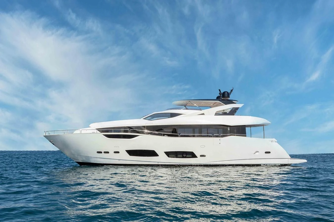 a white yacht in the water aboard NEW EDGE Yacht for Sale