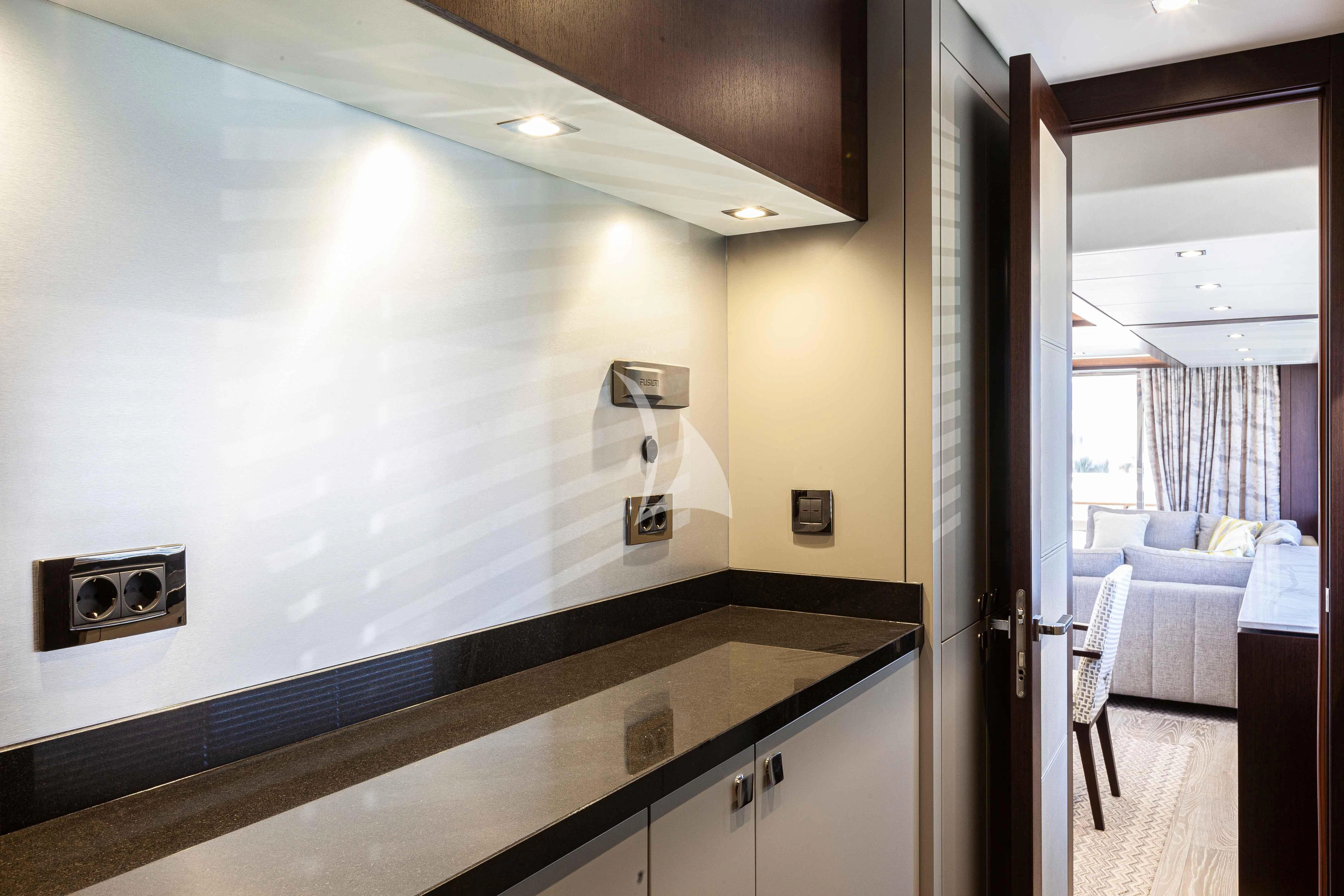 a kitchen with a countertop aboard NEW EDGE Yacht for Sale