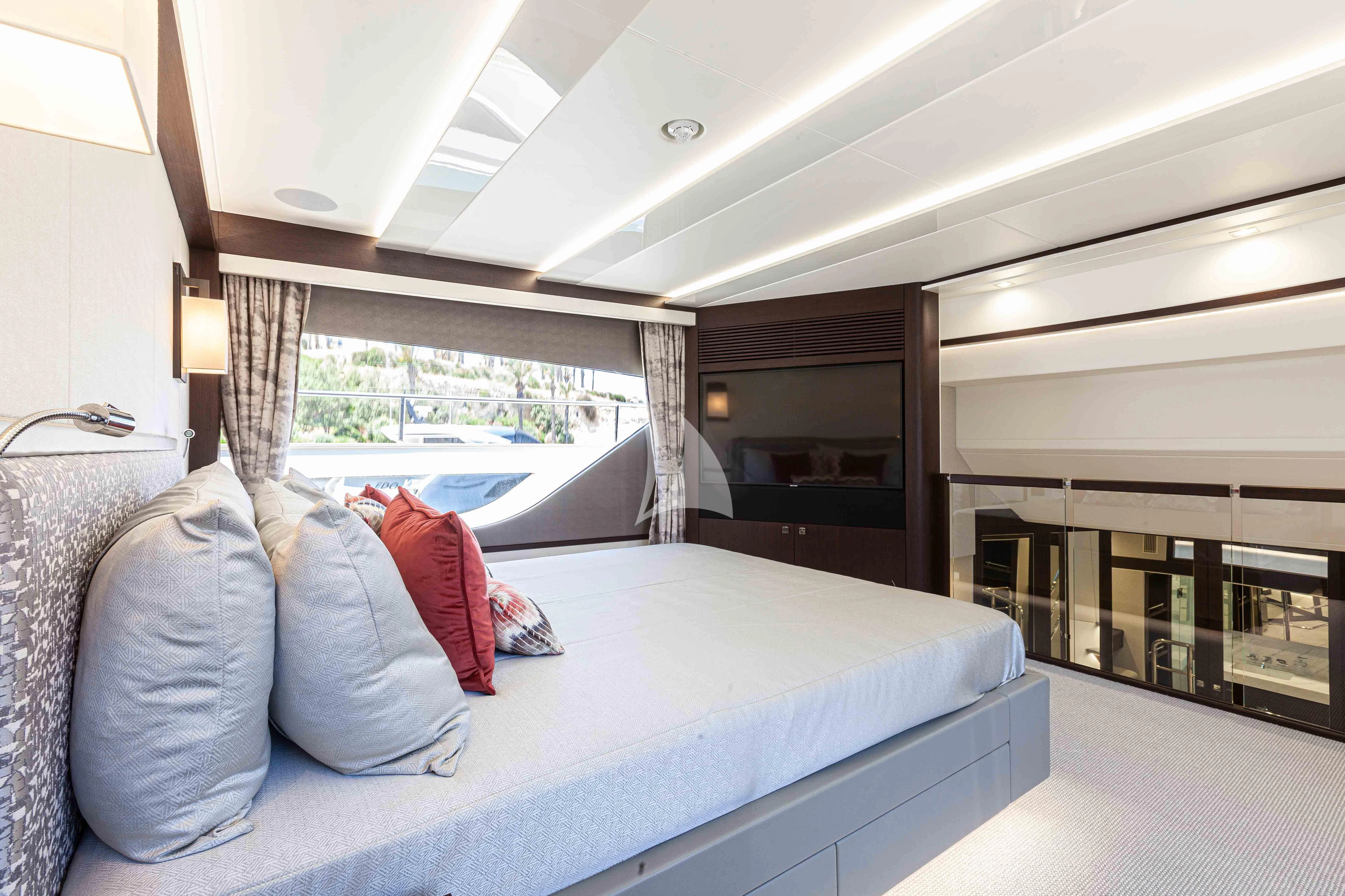 a bed in a room aboard NEW EDGE Yacht for Sale