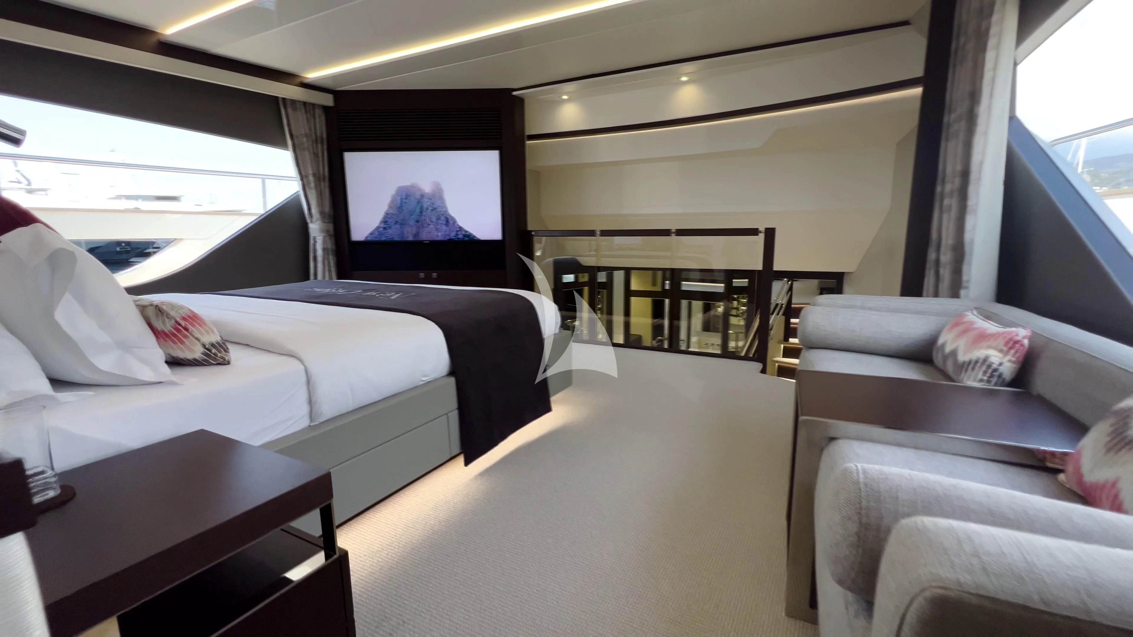 a room with a bed and a tv aboard NEW EDGE Yacht for Sale
