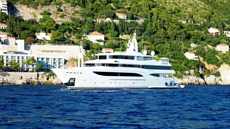 a white yacht on the water aboard TACANUYASO M S Yacht for Sale