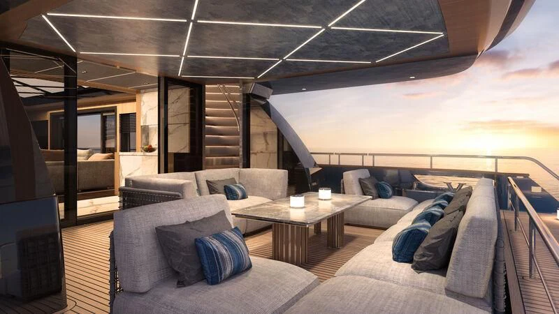 a room with a bed and a table aboard BLUE JEANS Yacht for Sale