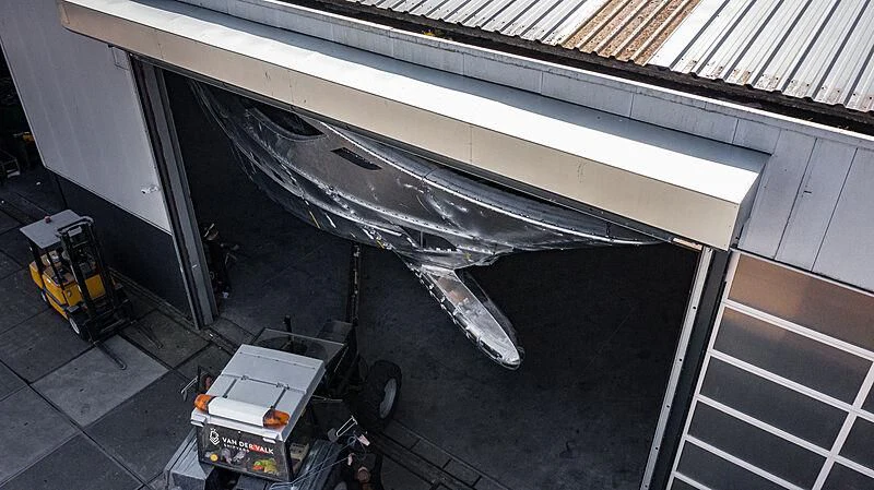 a high angle view of a car garage aboard BLUE JEANS Yacht for Sale