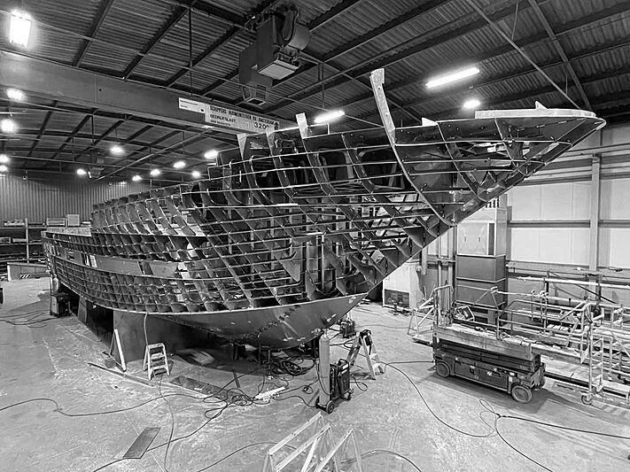 a large machine in a factory aboard BLUE JEANS Yacht for Sale
